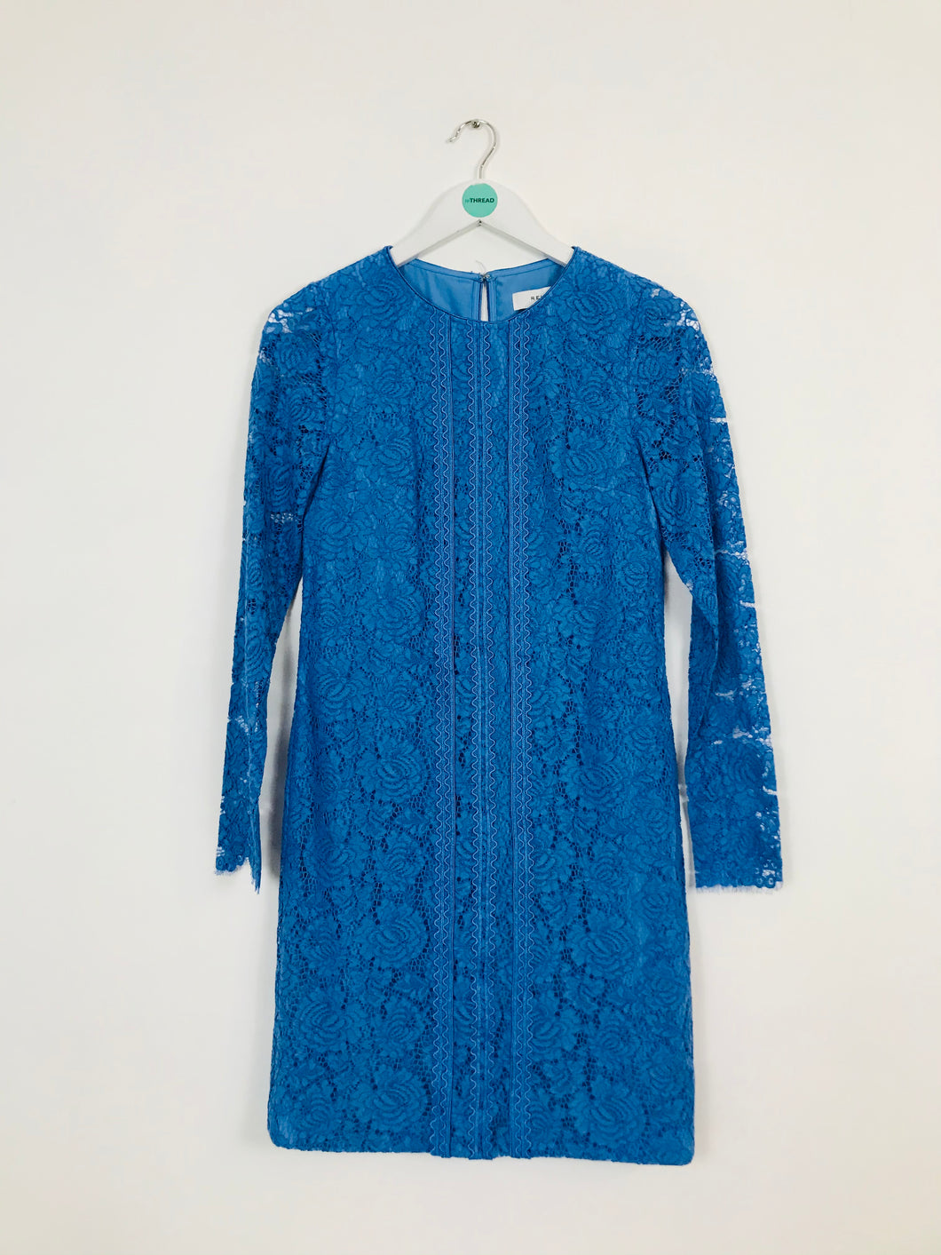 Reiss Women’s Lace Long Sleeve Sheath Dress | UK8 | Blue