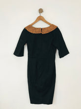 Load image into Gallery viewer, Lindy Bop Women’s Leopard Print Collar Sheath Dress | UK14 | Black

