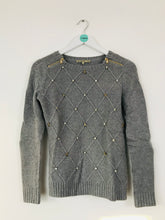 Load image into Gallery viewer, Patrizia Pepe Womens Embroidered Knit Jumper | 0 UK6-8 | Grey
