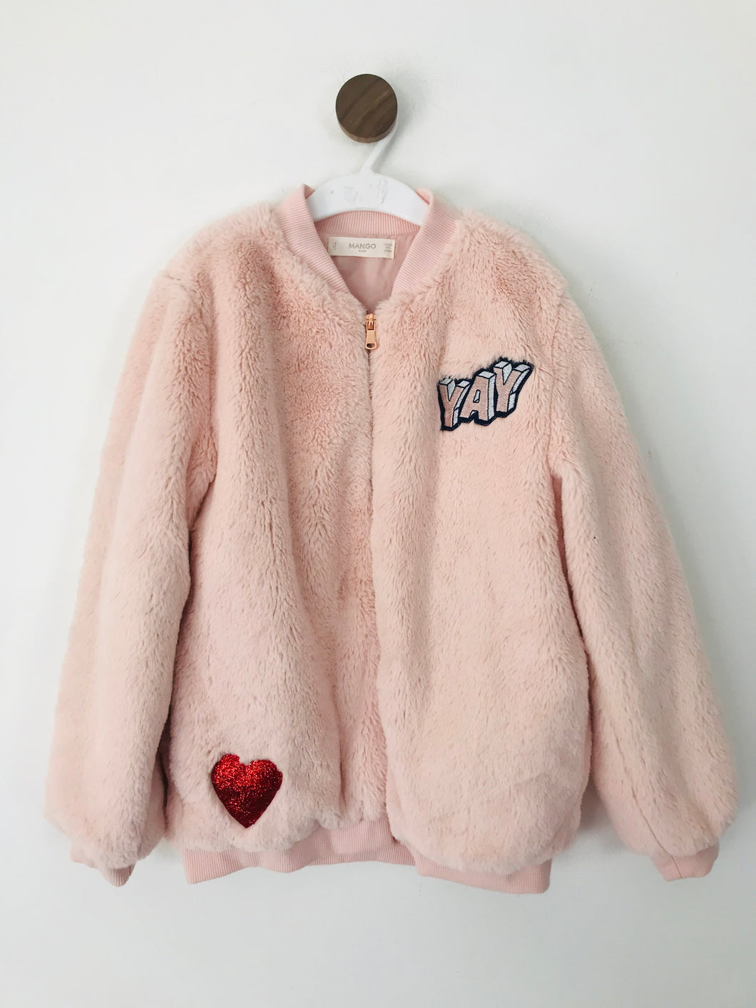 Mango Kid's Faux Fur Bomber Jacket | 9/10 Years | Pink
