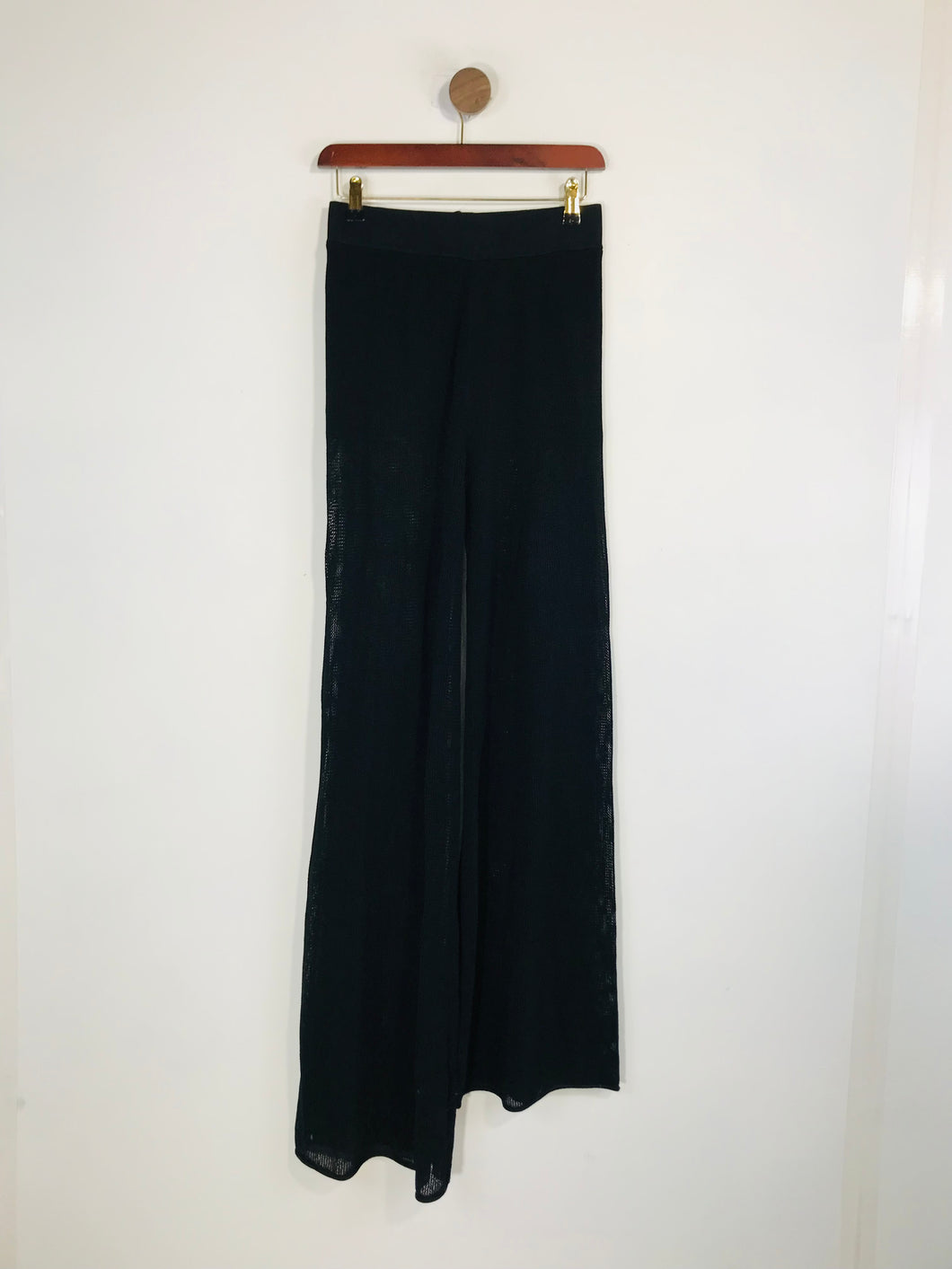 Zara Women's Wide Leg Mesh Casual Trousers | S UK8 | Black