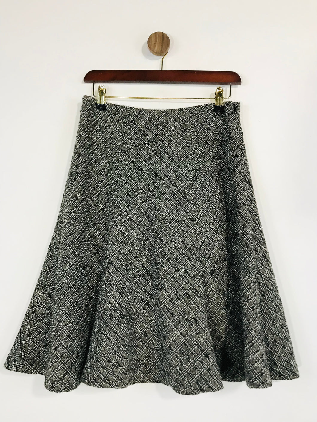 Hobbs Women's Check Woven A-Line Skirt | UK10 | Grey