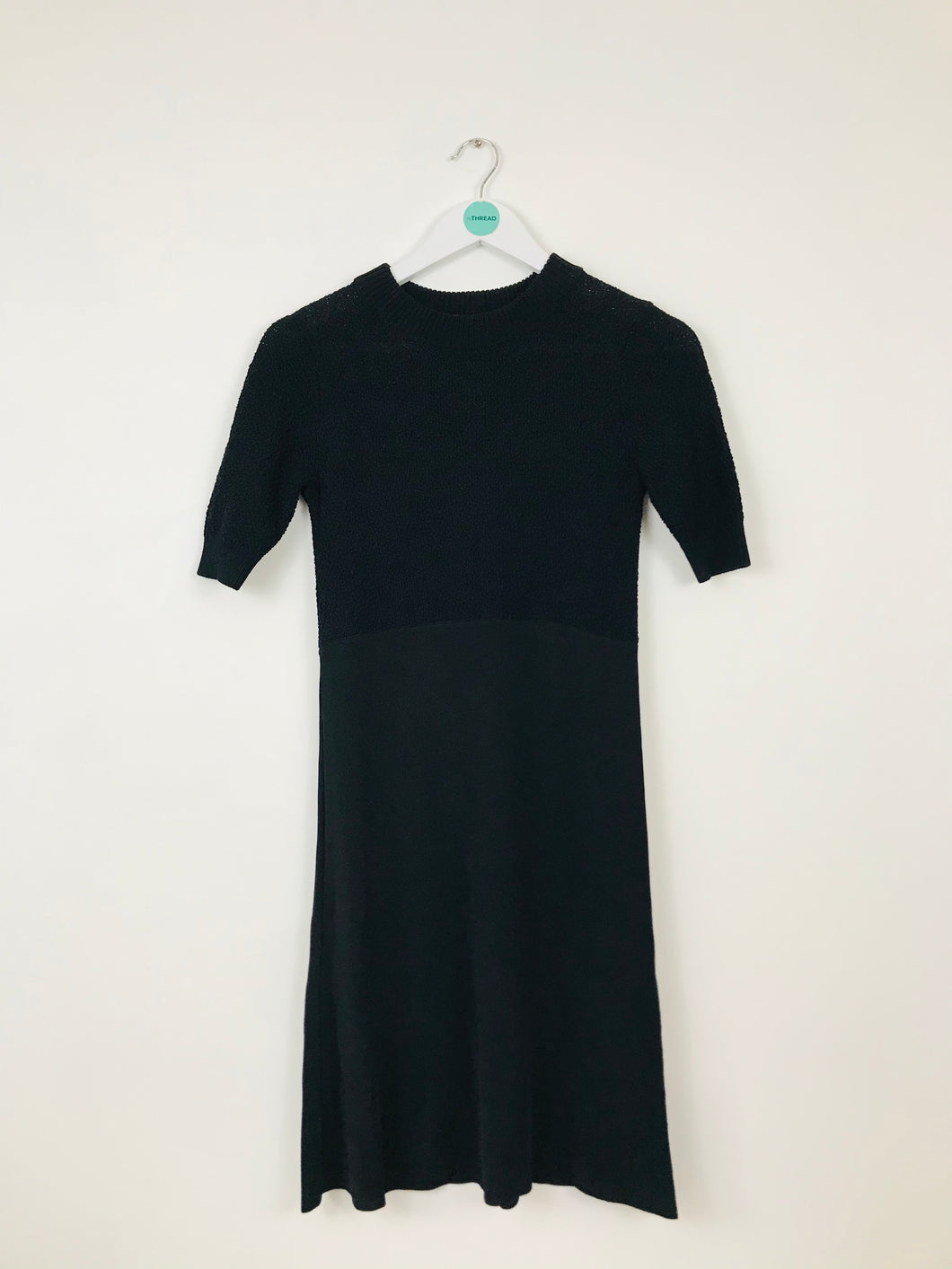 Cos Womens Knit Knee Length A-Line Dress | XS | Black