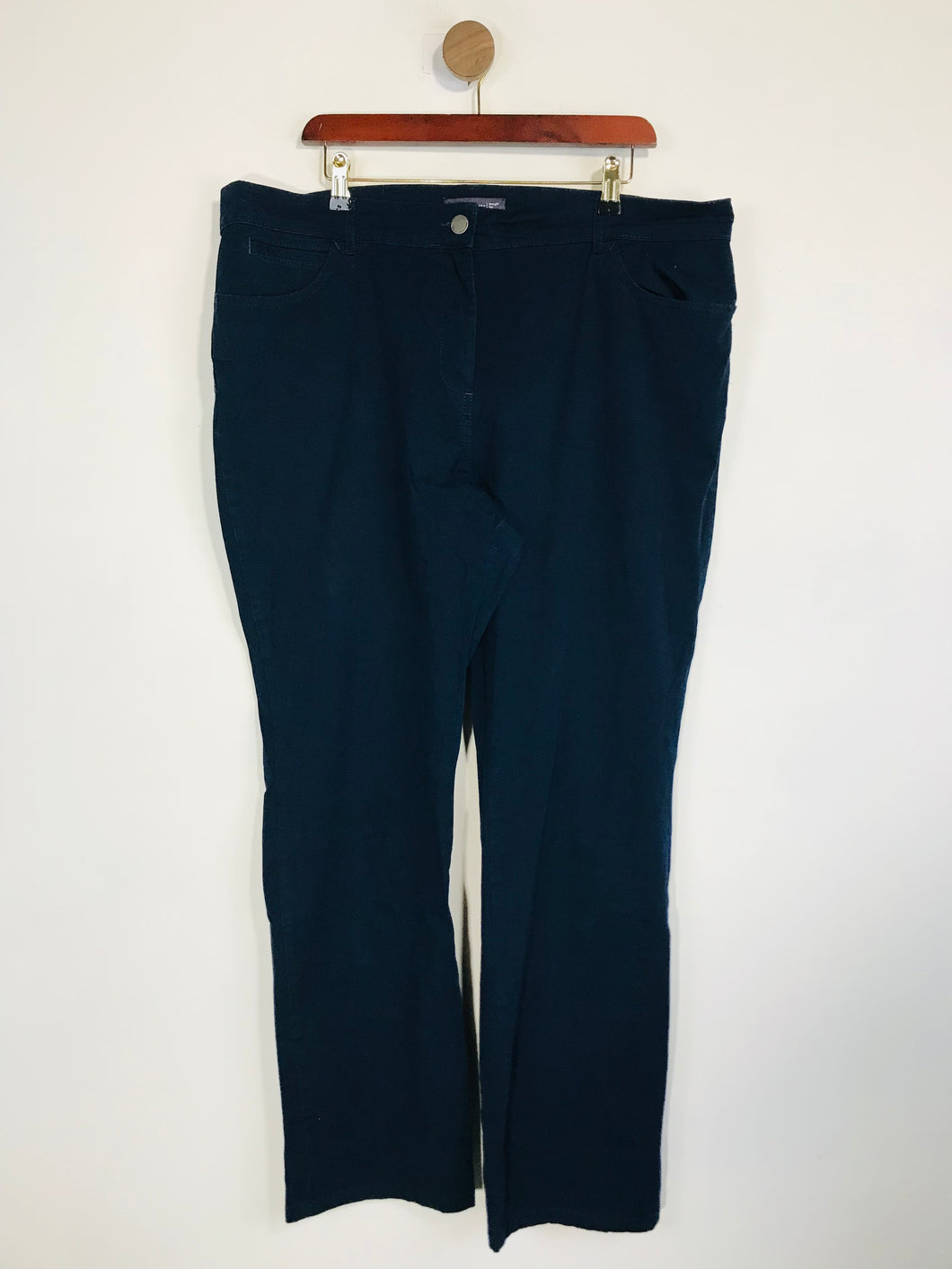 M&S Women's Cotton Chinos Trousers | UK20 | Blue