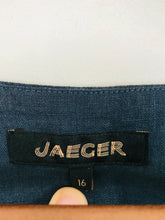 Load image into Gallery viewer, Jaeger Women’s 100% Linen Sleeveless Shift Midi Dress | UK16 | Blue
