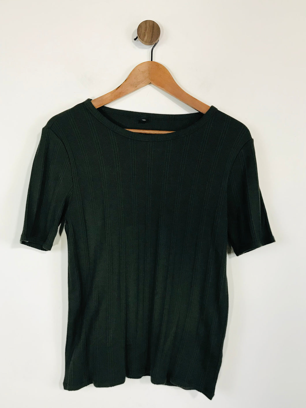 Uniqlo Women's Ribbed T-Shirt  | M UK10-12 | Green