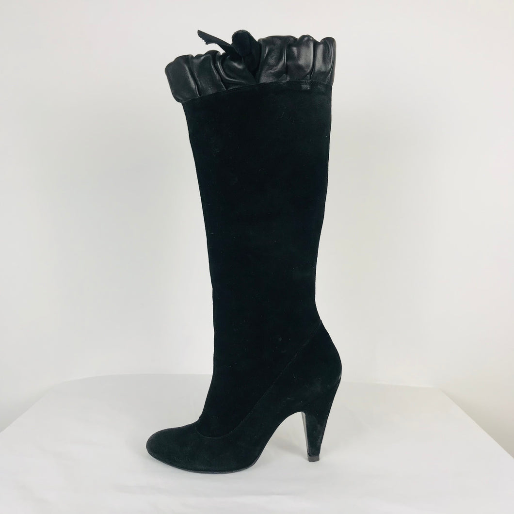 Vero Cuoio Womens Suede Heeled Boots | EU37 UK4 | Black