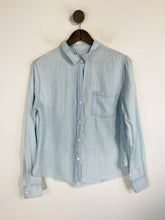 Load image into Gallery viewer, Zara Women&#39;s Crop Raw Hem Button-Up Shirt | S UK8 | Blue
