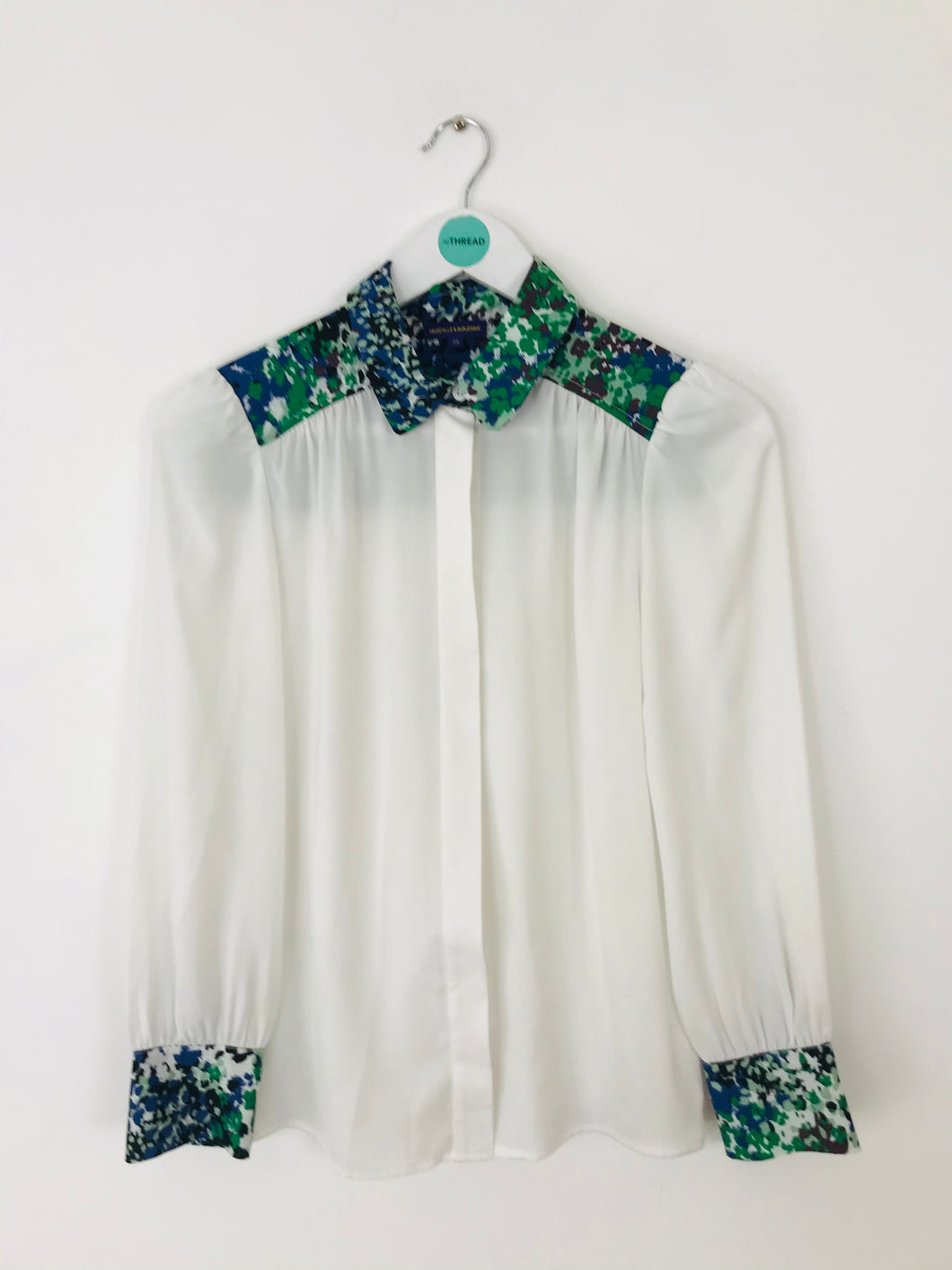 Vaudeville & Burlesque Women’s Contrast Floral Shirt | XS UK6-8 | White