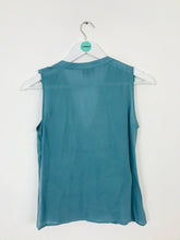 Load image into Gallery viewer, Hobbs Women Ruffle Sleeveless Wrap Top | UK10 | Blue
