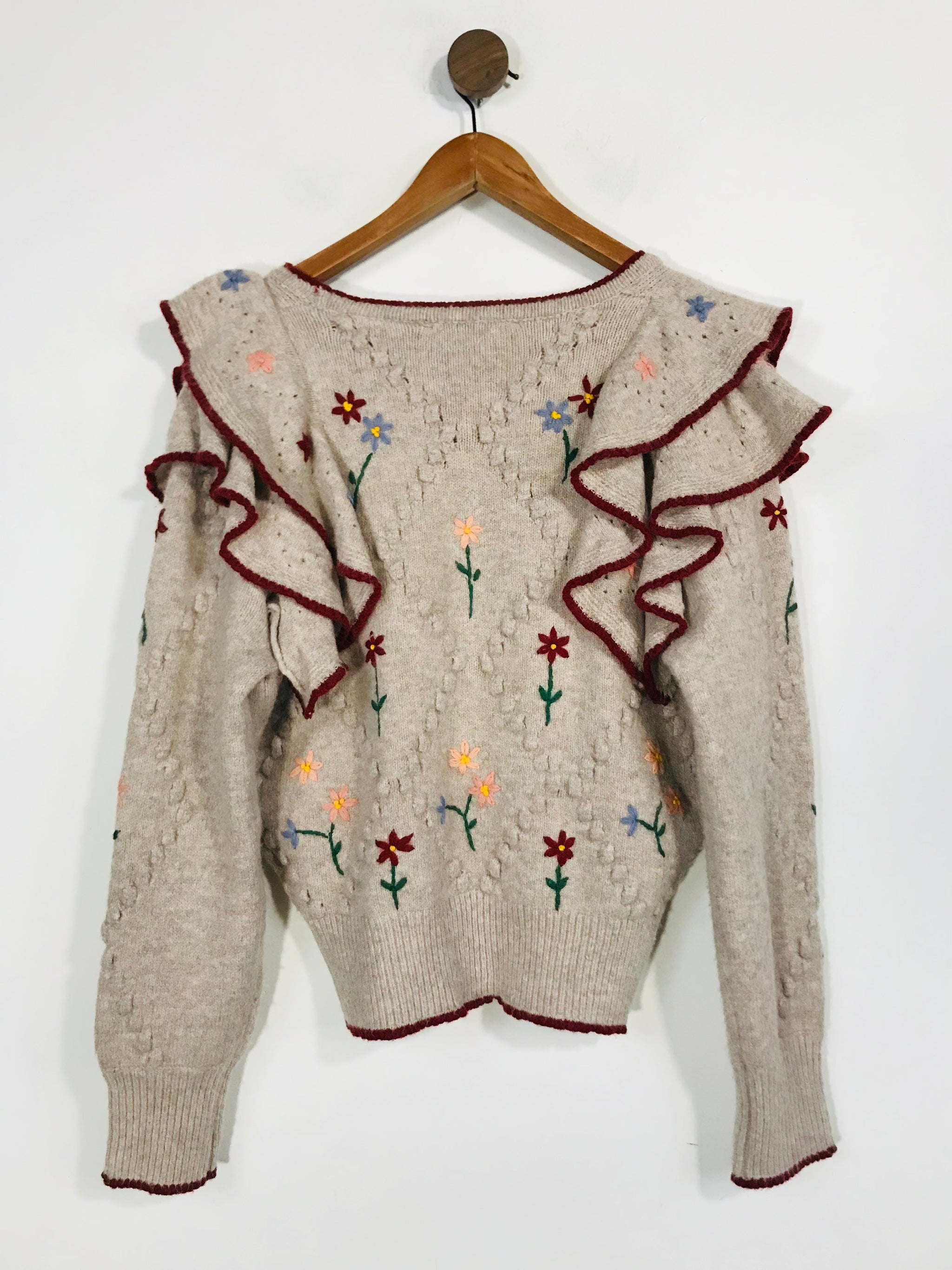 Zara Floral Knit Cardigan ZARA NEW WOMAN CONTRASTING KNIT CARDIGAN