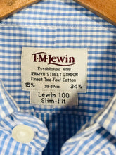 Load image into Gallery viewer, T.M.Lewin Men&#39;s Check Slim Fit Button-Up Shirt | M  | Blue
