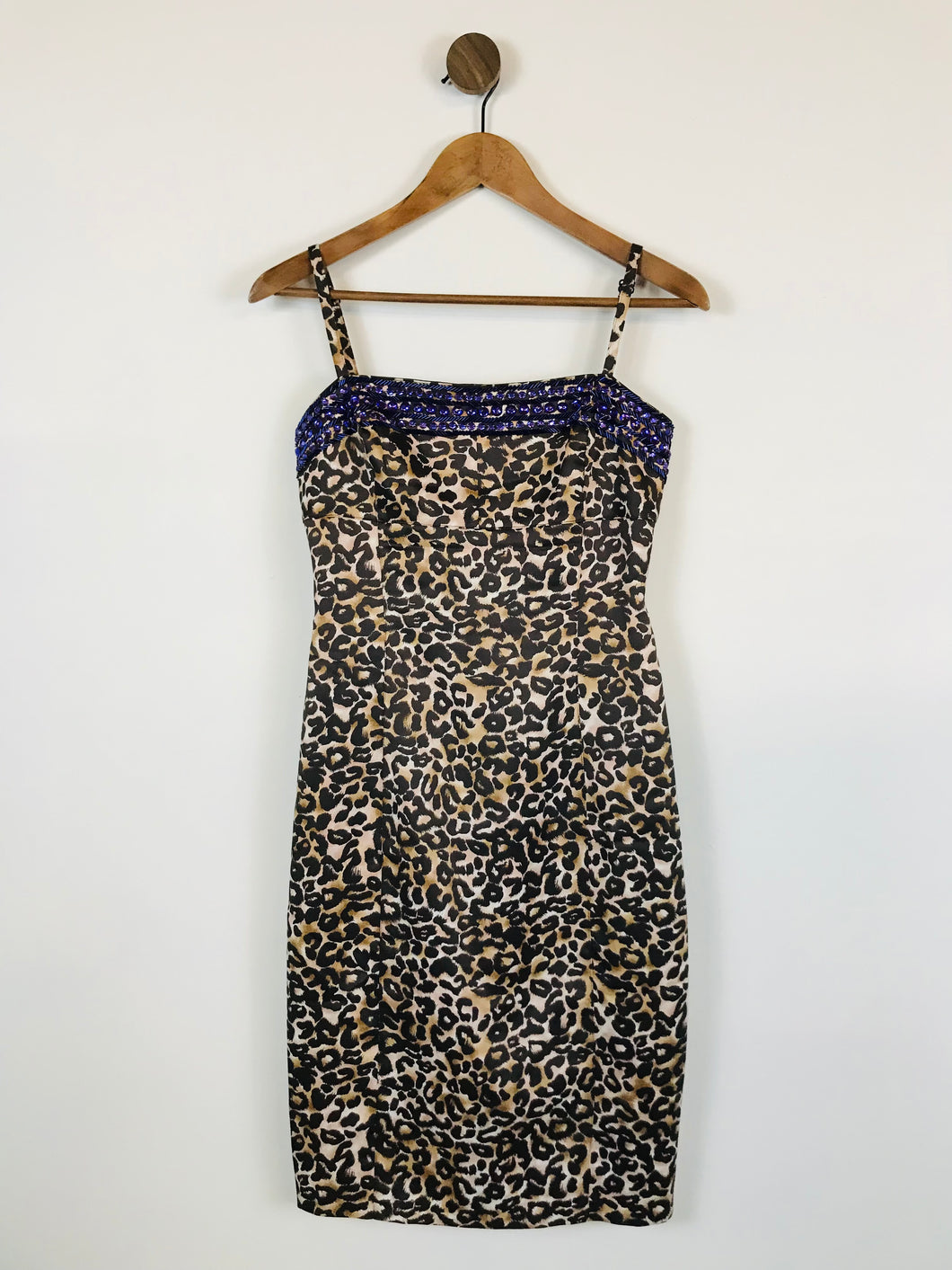 Karen Millen Women's Leopard Print Sleeveless Sheath Dress | UK8 | Brown
