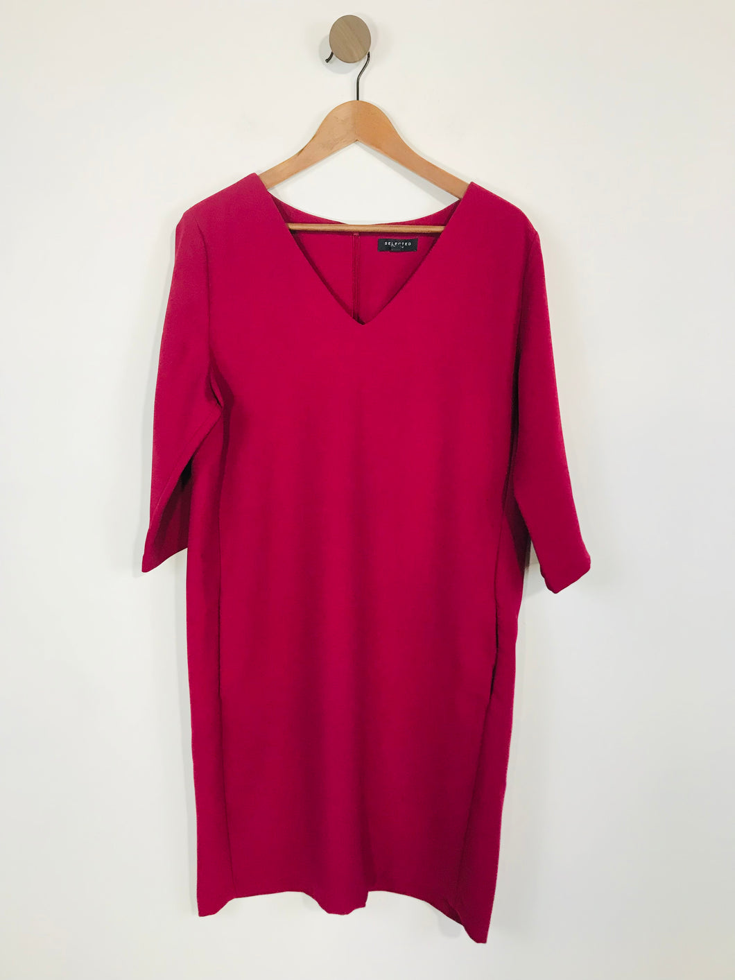Selected Women's V Neck Shift Dress | EU40 UK12 | Red