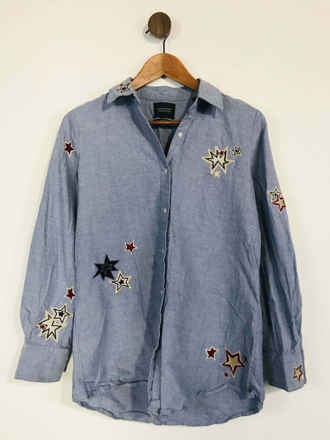 Scotch & Soda Women's Denim Star Embroidered Button-Up Shirt | XS UK8 | Blue