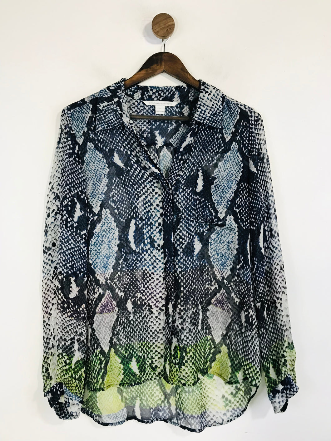Diane von Furstenberg Women's Silk Animal Print Blouse | US6 UK10 | Multicoloured