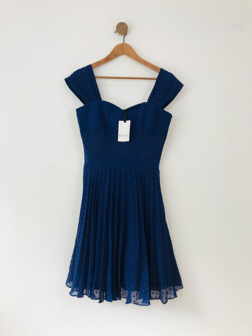 Reiss Women's Pleated A-Line Dress NWT | UK8 | Blue