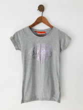 Load image into Gallery viewer, Superdry Women&#39;s Shiny Foil Logo Graphic T-Shirt | S UK8 | Grey
