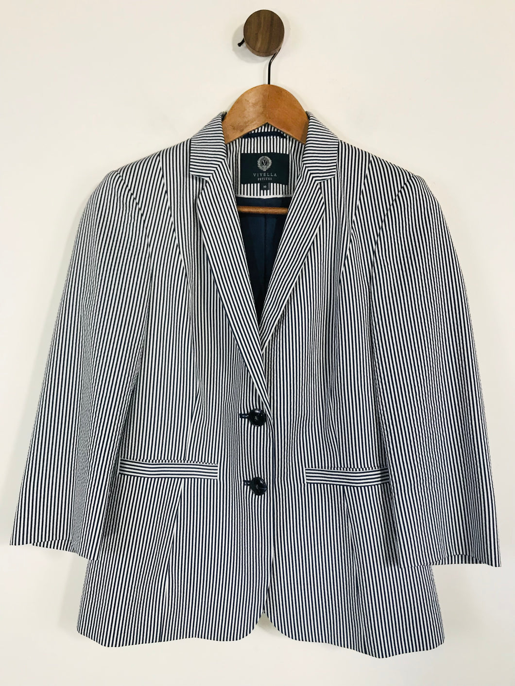 Viyella Women's Striped Petite Blazer Jacket | UK10 | Blue