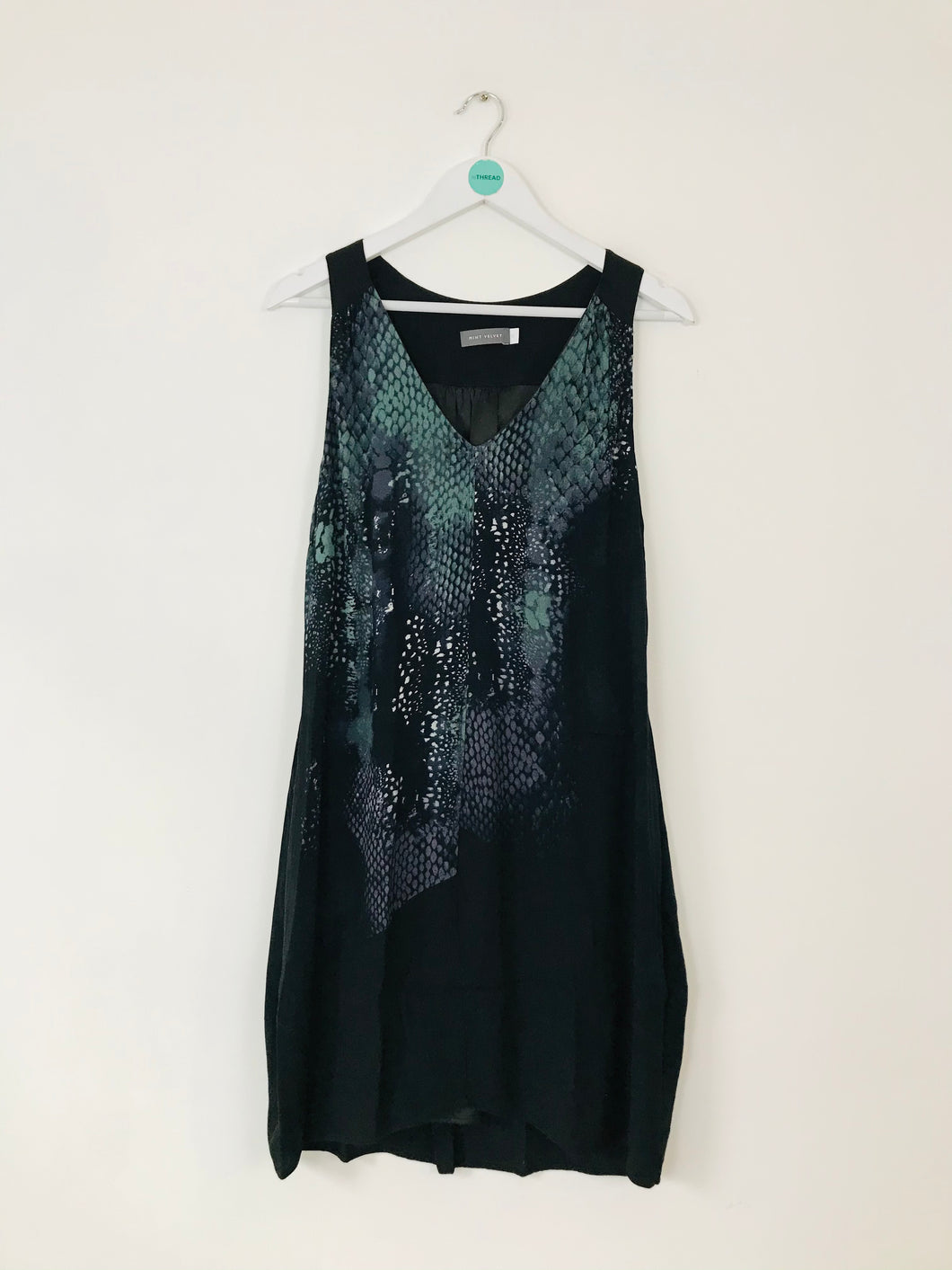 Mint Velvet Women’s Snake Print A-line Midi Dress | UK12 | Black