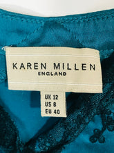 Load image into Gallery viewer, Karen Millen Women&#39;s Silk Lace Midi Dress | UK12 | Blue
