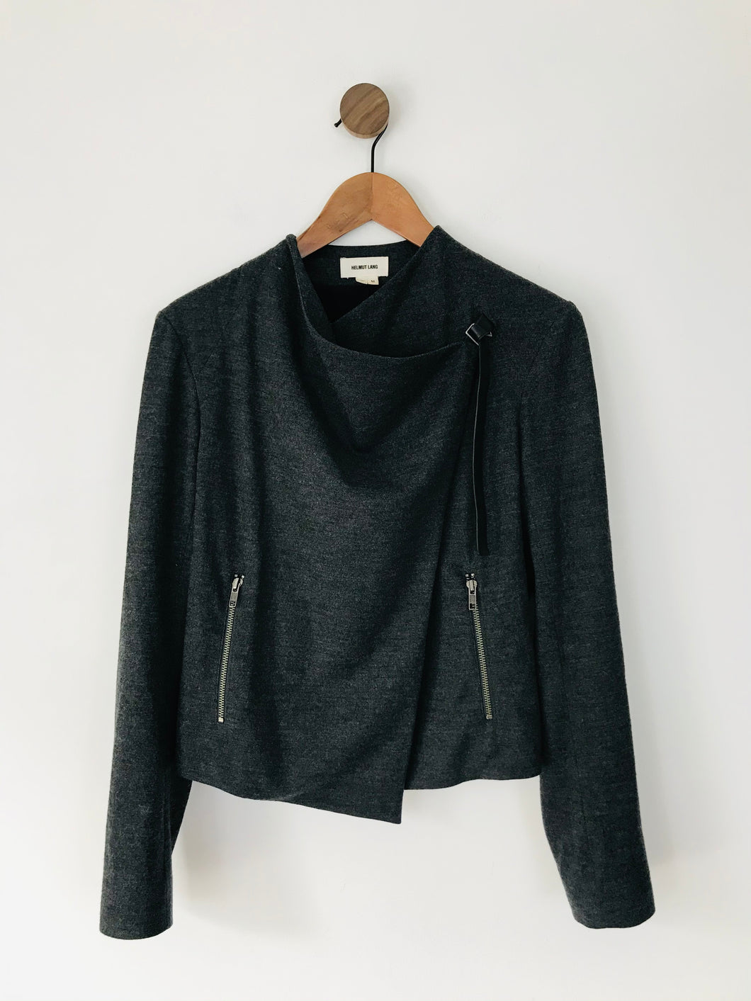 Helmut Lang Women’s Wool Wrap Biker Jacket | M UK10 | Grey