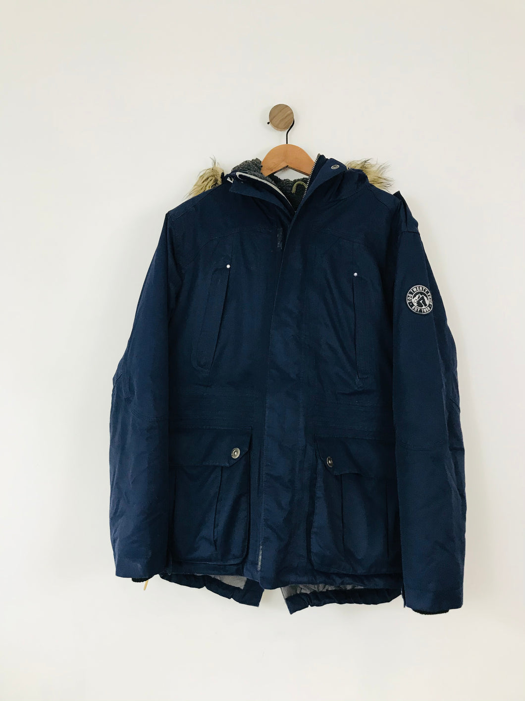 Tog24 Men’s Insulated Faux Fur Hood Ski Jacket | M | Blue