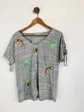 Load image into Gallery viewer, Per Una Women&#39;s Embroidered T-Shirt | UK14 | Grey

