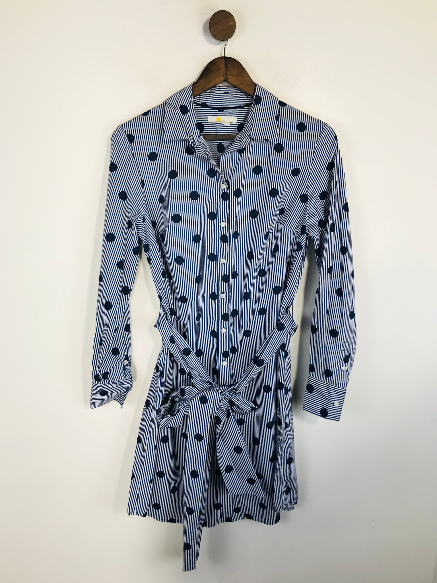 Boden Women's Polka Dot Striped Shirt Dress | UK12 | Blue ReThread Boden Women's Polka Dot Striped Shirt Dress | UK12 | Blue ReThread