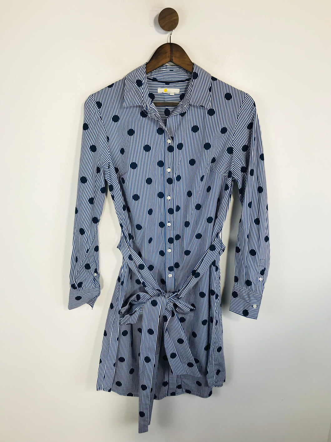 Boden Women's Polka Dot Striped Shirt Dress | UK12 | Blue