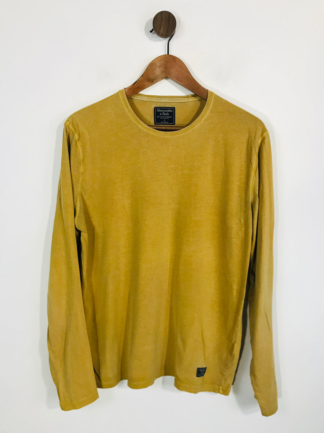 Abercrombie & Fitch Men's Long Sleeve Cotton T-Shirt | S | Yellow