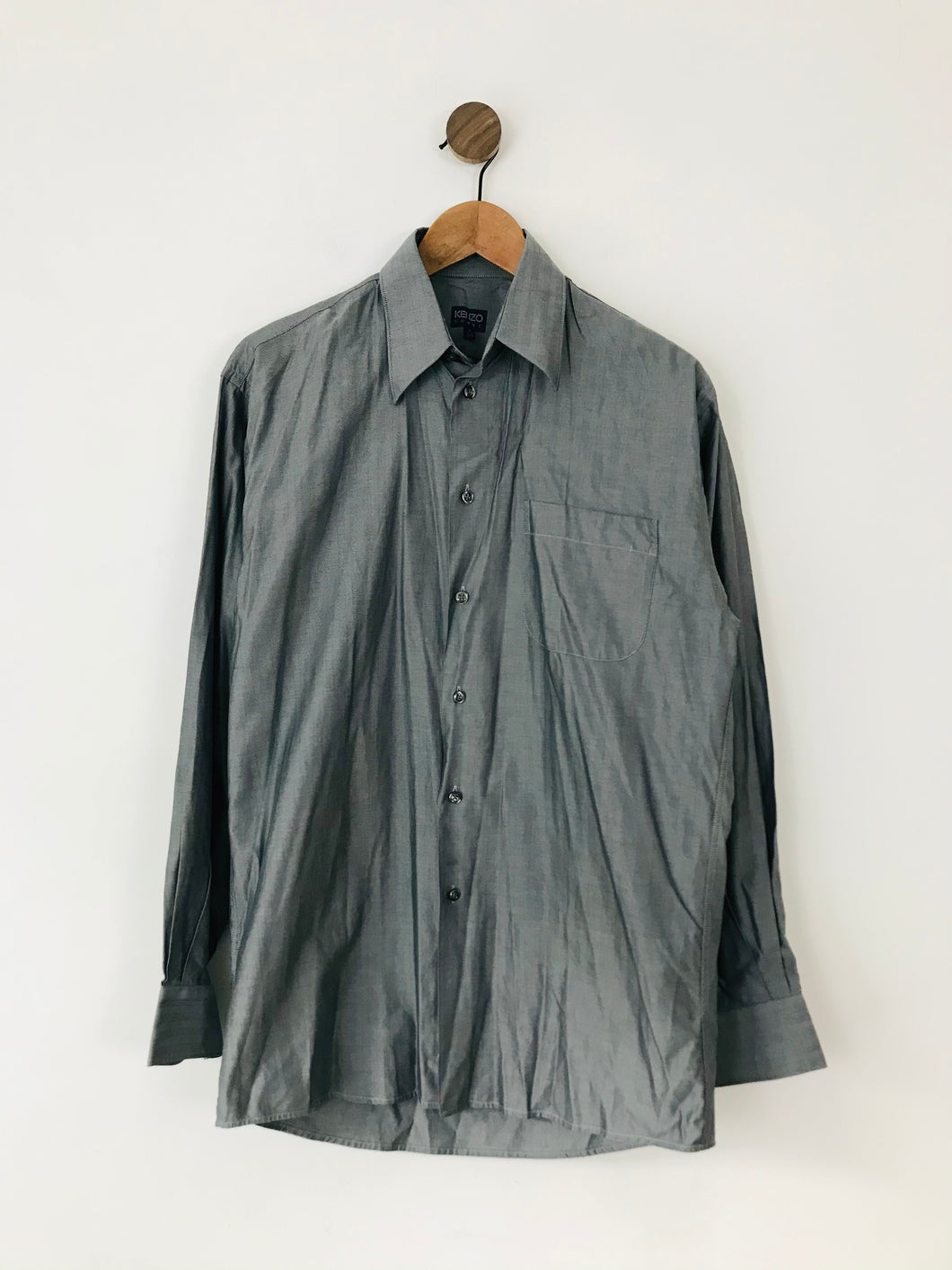 Kenzo Men’s Regular Fit Button Up Shirt | 39 15.5 | Grey
