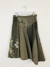 Load image into Gallery viewer, St-Martin’s Womens Asymmetrical Embroidered Patchwork Skirt | M | Brown
