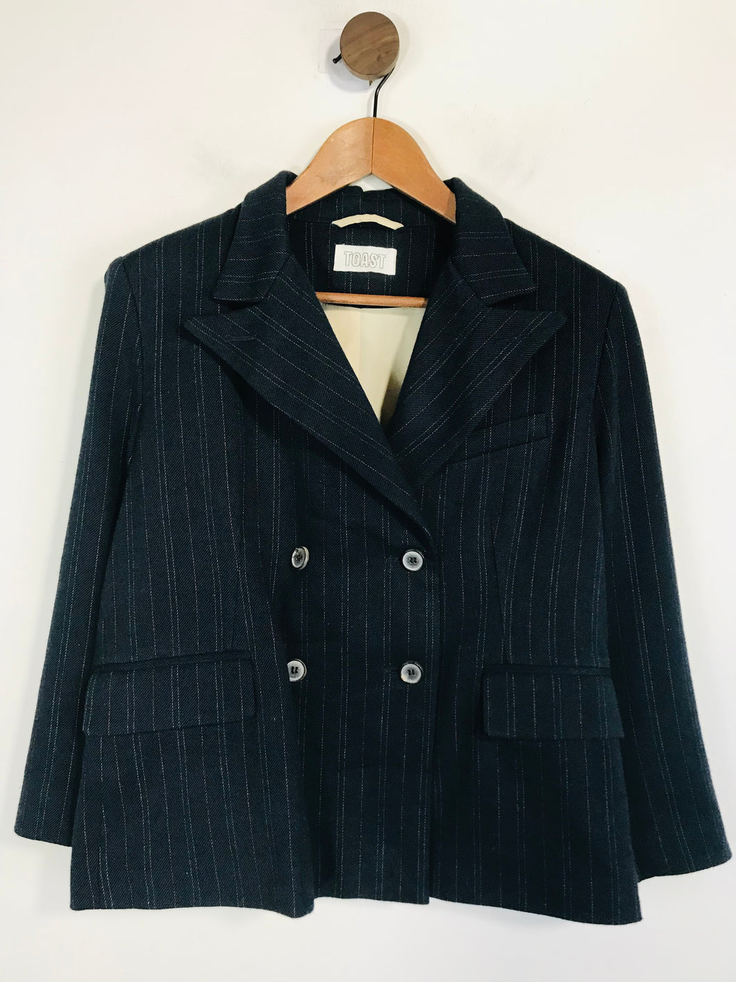 Toast Women's Wool Striped Blazer Jacket | UK12 | Blue