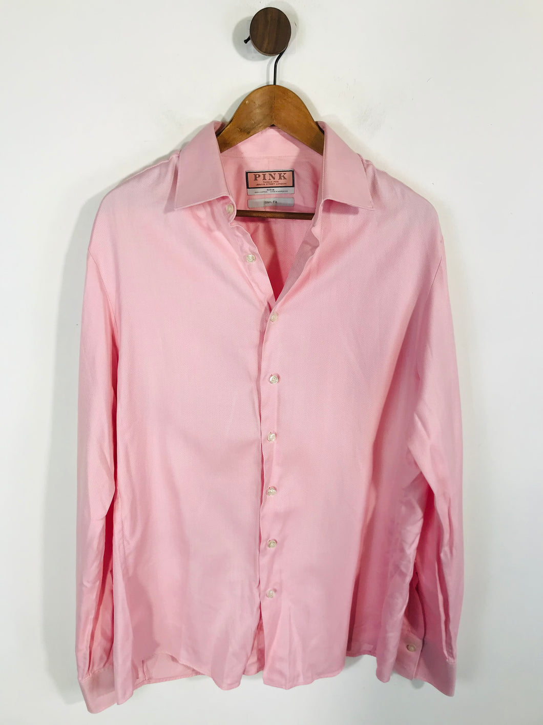 Pink Men's Cotton Striped Button-Up Shirt | UK16 | Pink
