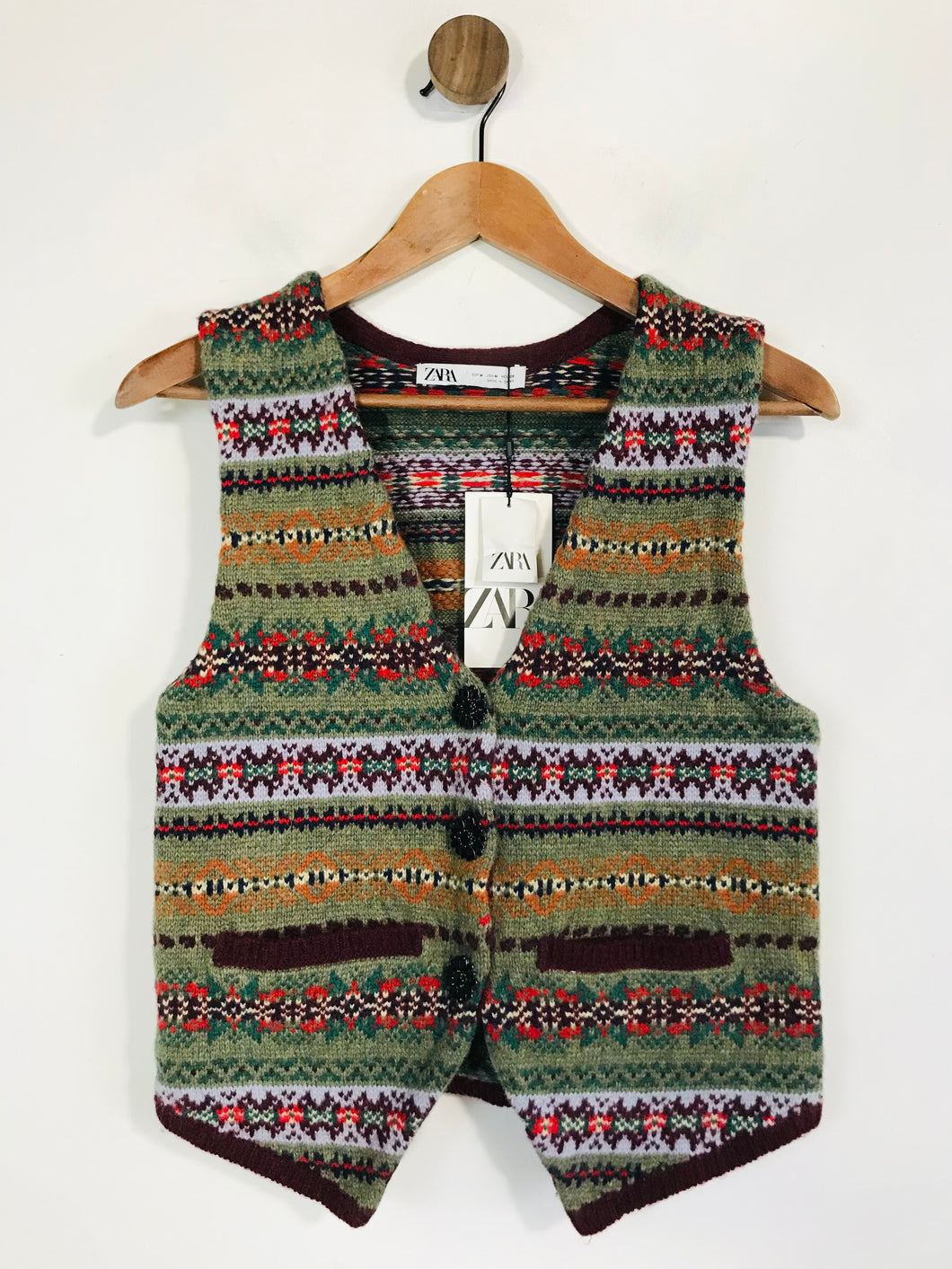Zara Women's Wool Knit Vest NWT | M UK10-12 | Multicoloured