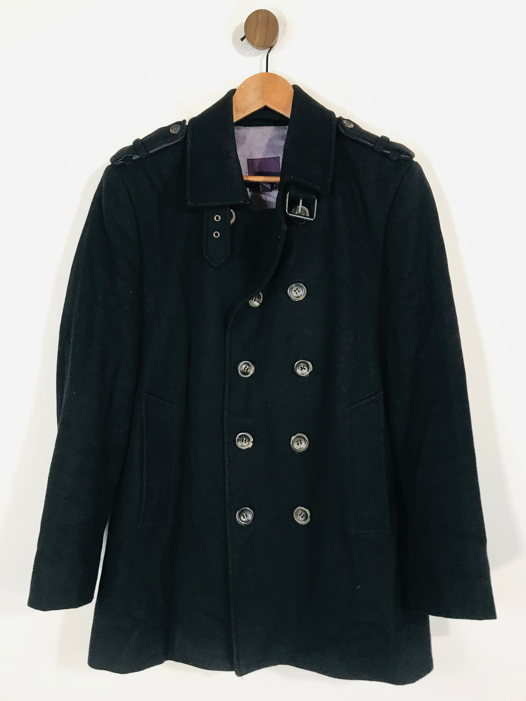 Ted Baker Men's Wool Smart Overcoat Coat | M | Black