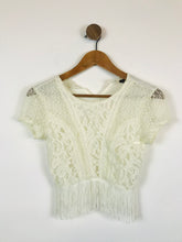 Load image into Gallery viewer, Topshop Women&#39;s Cropped Lace Fringe Blouse | UK4 | White
