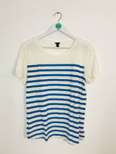 Load image into Gallery viewer, J Crew Women’s Short Sleeve Stripe T-shirt | UK14 | White and Blue
