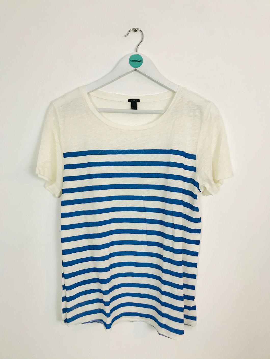 J Crew Women’s Short Sleeve Stripe T-shirt | UK14 | White and Blue