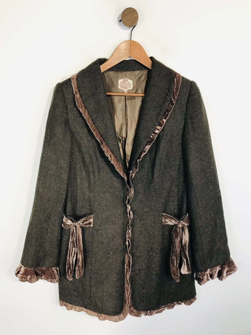 Coronets and Queens Women's Velvet Wool Overcoat Coat | UK10 | Brown