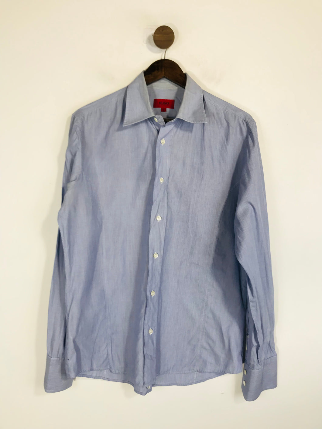 Hugo Boss Men's Cotton Striped Button-Up Shirt | L | Blue