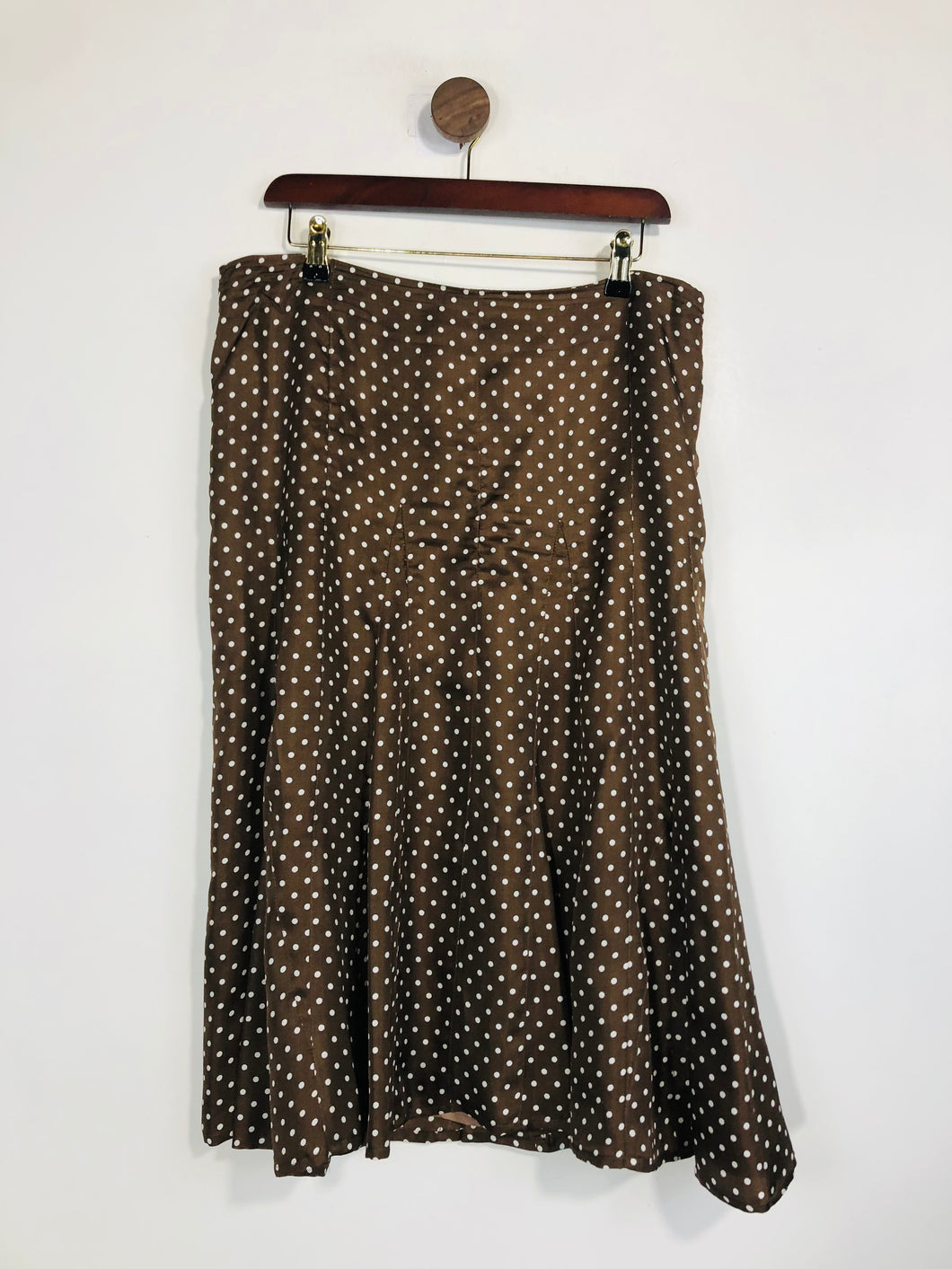 Sophia Pigozzi Women's Silk Polka Dot Midi Skirt | EU44 UK16 | Brown