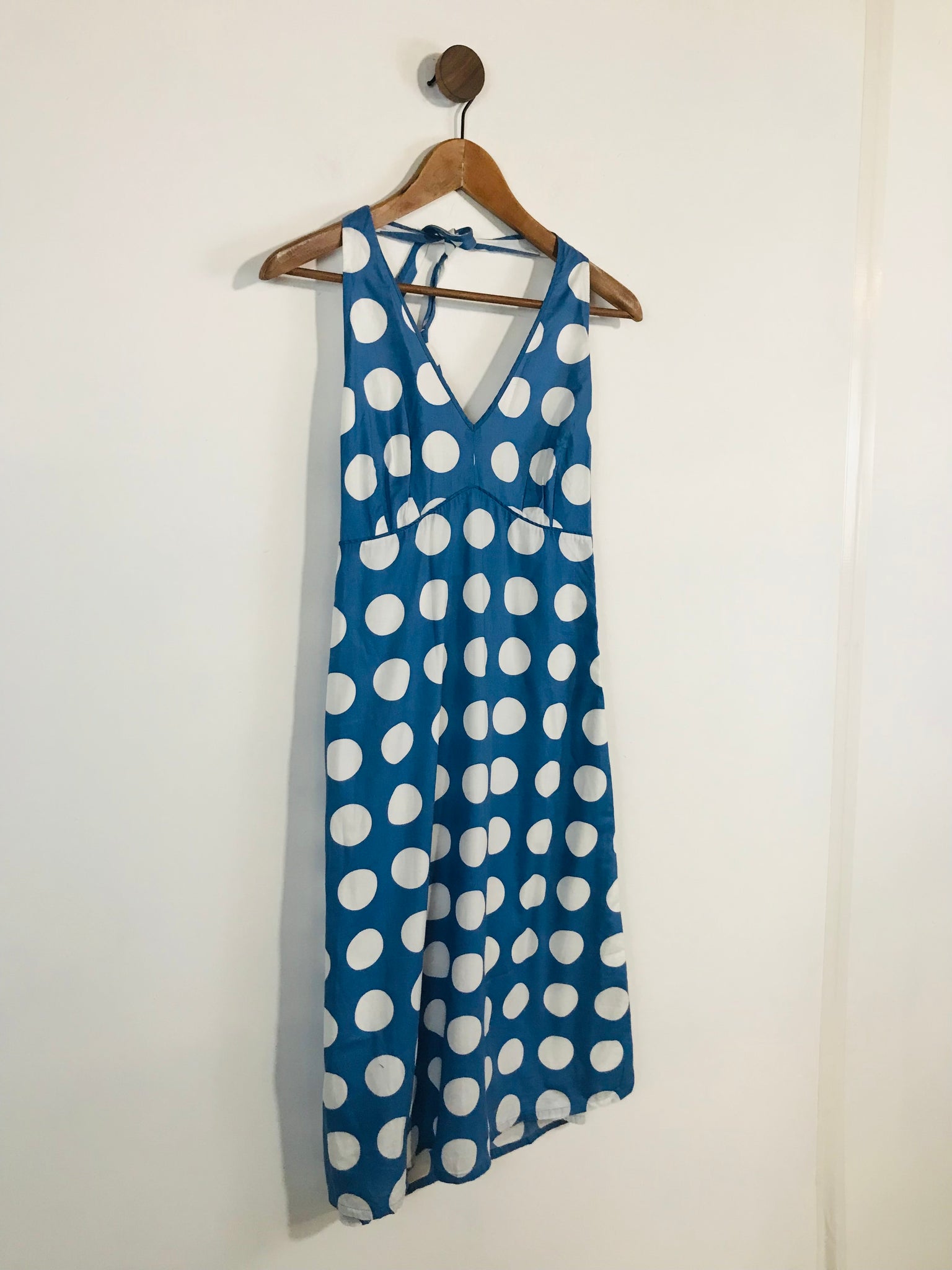 Boden Women's Polka Dot Halter Neck A-Line Dress | UK10 | Blue ReThread Boden Women's Polka Dot Halter Neck A-Line Dress | UK10 | Blue ReThread