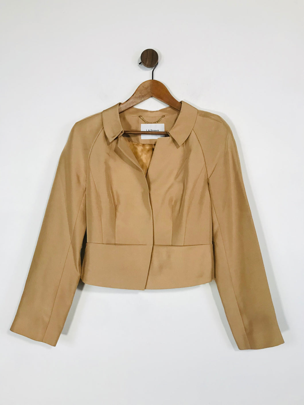 LK Bennett Women's Silk Smart Blazer Jacket | S UK8 | Beige