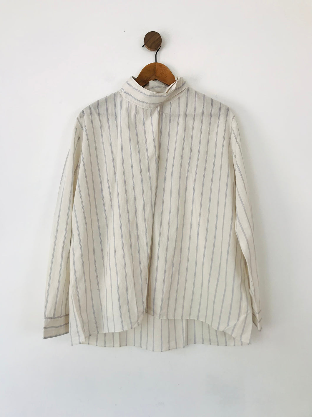 Zara Women's Striped High Neck Blouse | XL UK16 | White