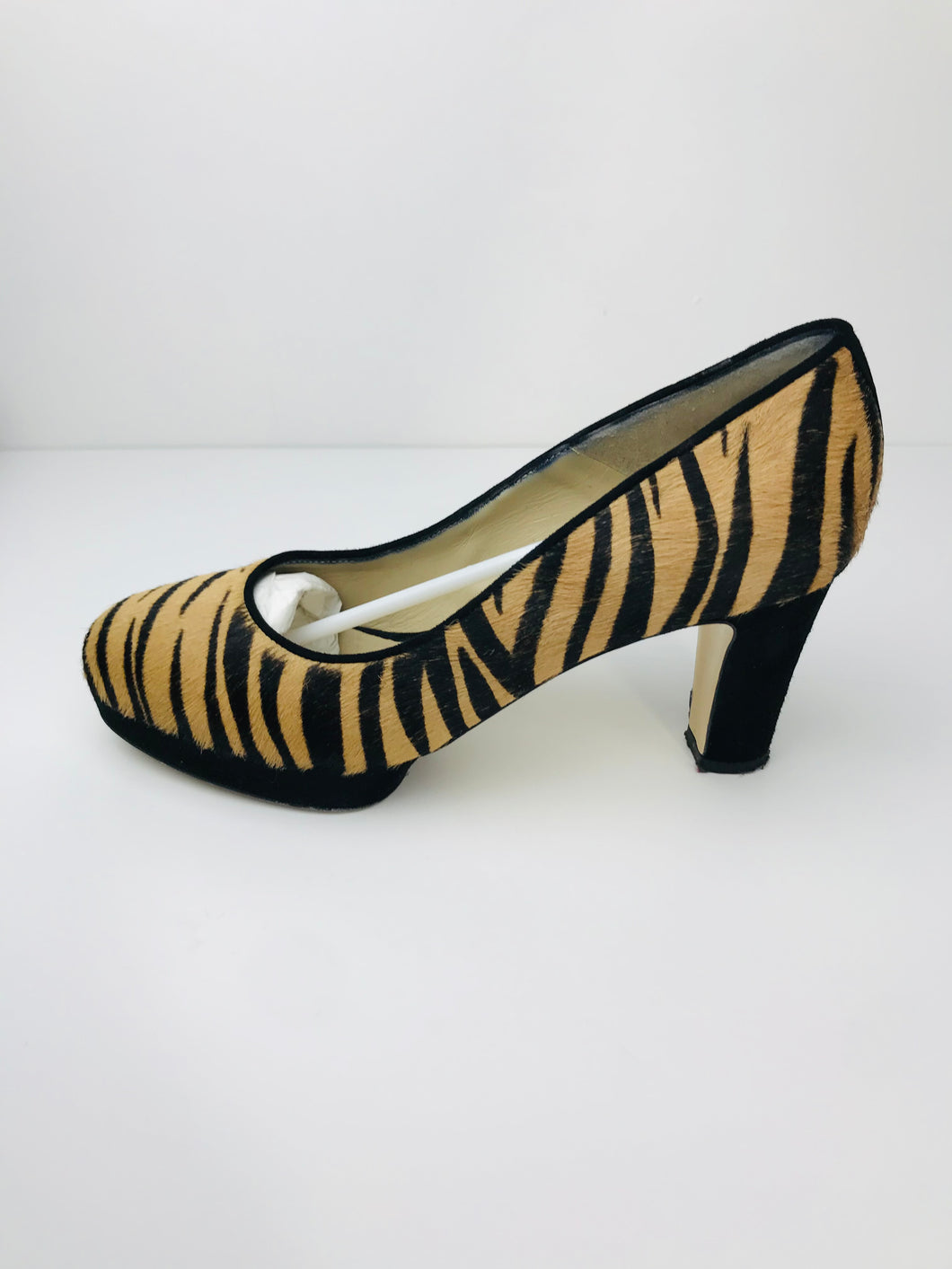 Hobbs Women's Pony Zebra Print Heels | EU38 UK5 | Beige