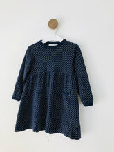 Load image into Gallery viewer, JoJo Maman Bebe Kid&#39;s Polka Dot Gathered A-Line Dress | 18-24 Months | Blue
