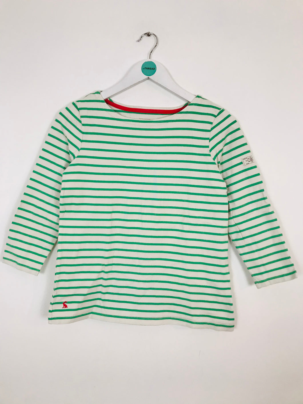 Joules Women’s Stripe 3/4 Length Sleeve Tshirt | UK10 | Green