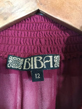 Load image into Gallery viewer, Biba Women&#39;s Boho Frill Collar Blouse | UK12 | Purple
